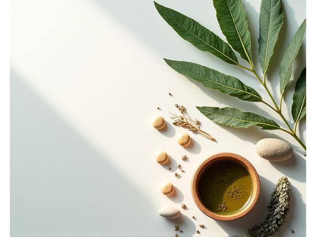Natural ingredients and herbs symbolizing hormonal balance.